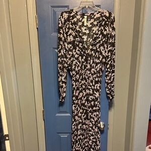 American Rag Black and Pink Floral Long Sleeve Dress